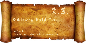 Kubiczky Balázs névjegykártya